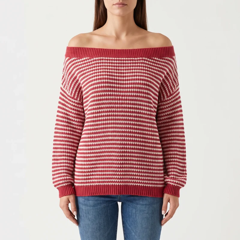 Trui dames | Oversized gestreept model met boothals