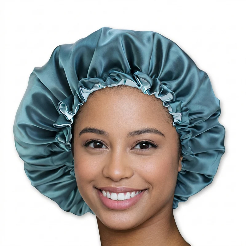 Groene Satijnen Slaapmuts / Haar bonnet van Satijn / Satin hair bonnet