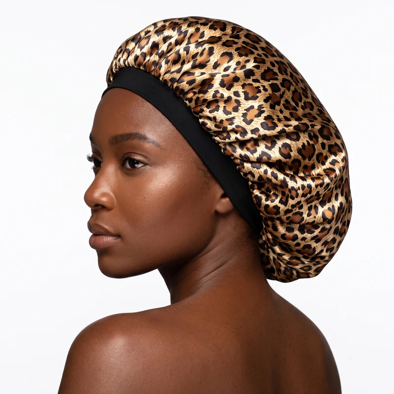 Leopard print Satijnen Slaapmuts / Satin Hair Bonnet / Haar bonnet van Satijn