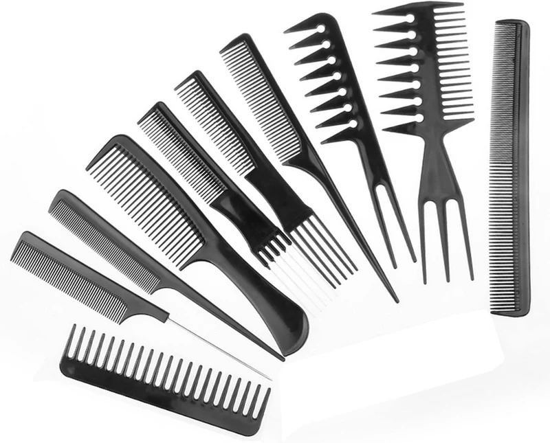Afabs® Kammenset 10 delig - Kammen - Fijne Kam - Grote kam - Grove Kam - Kleine kam - 10 kammen - Kappers kammen - Haarkam - Haarkammen - Comb set