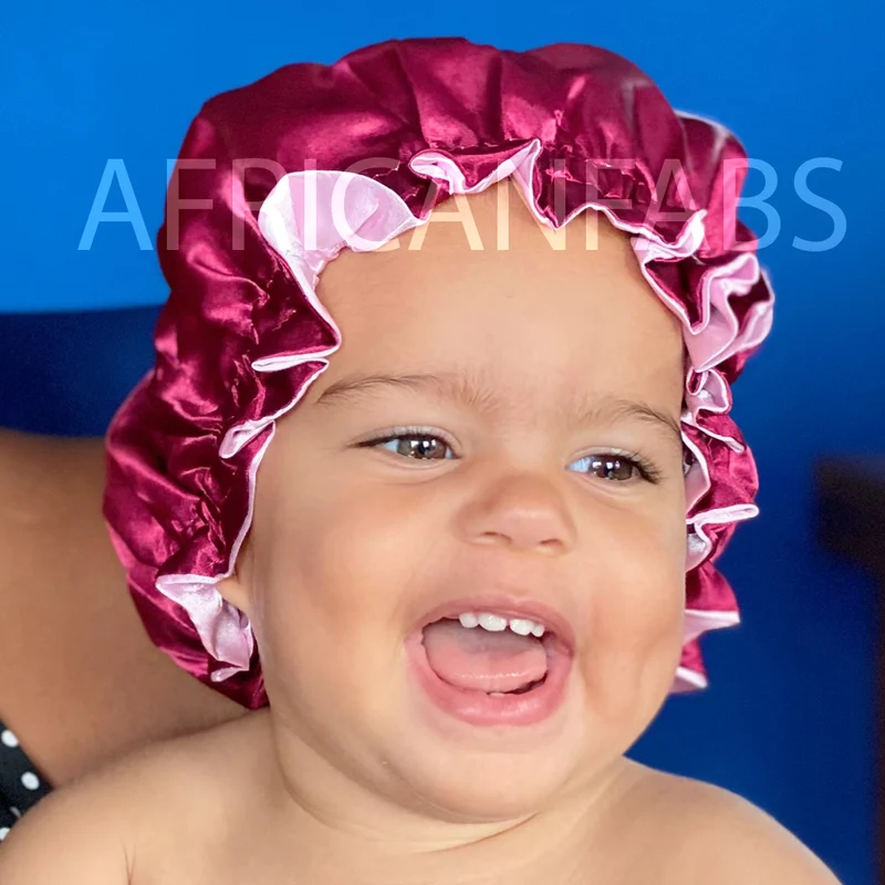 Rode Satijnen Slaapmuts ( Voor Kinderen van 3-7 jaar ) / Kinder Haar Bonnet van Satijn
