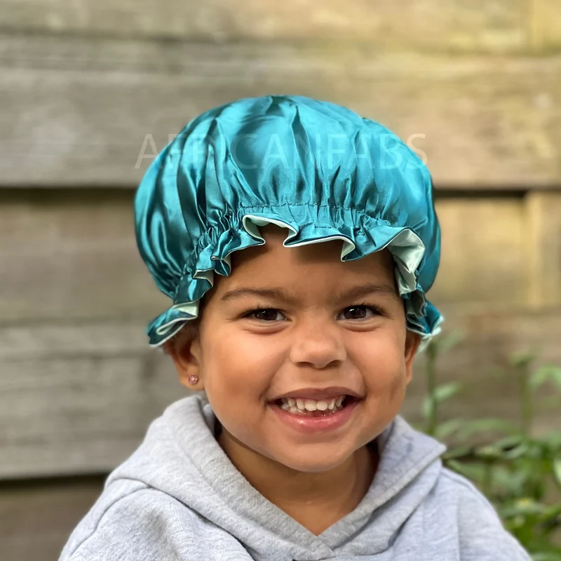 Groene Satijnen Slaapmuts ( Voor Kinderen van 3-7 jaar ) / Kinder Haar Bonnet van Satijn