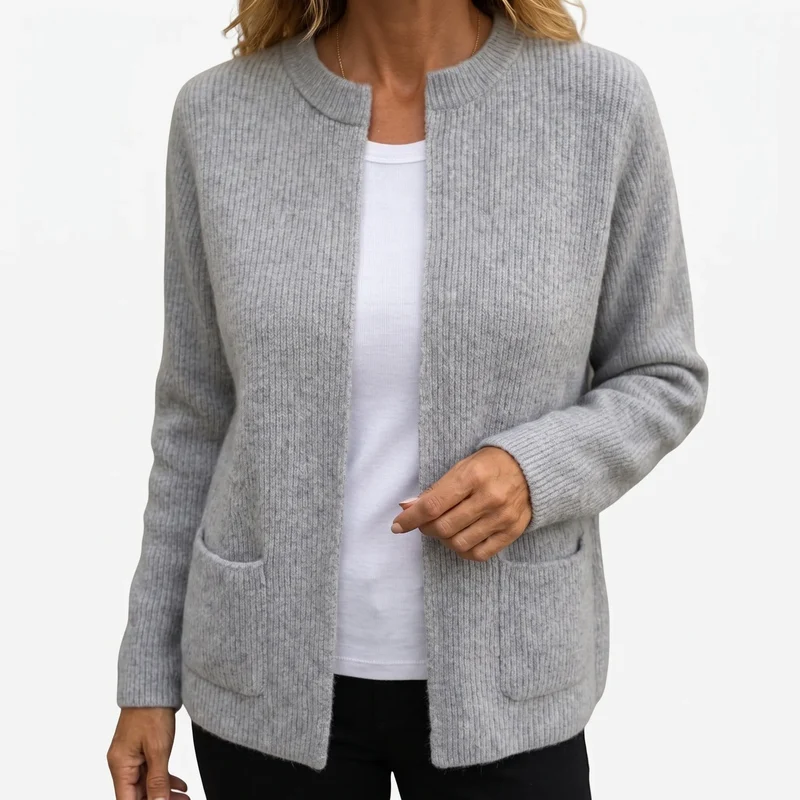 Vest dames | Gebreid vest met open voorkant en steekzakken