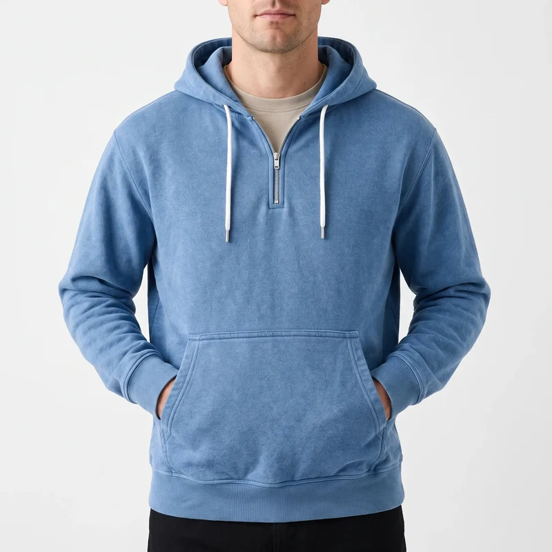 Hoodie heren | Half zip sweater met capuchon