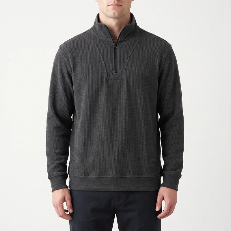 Trui heren | Half zip trui met hoge kraag en lange mouwen