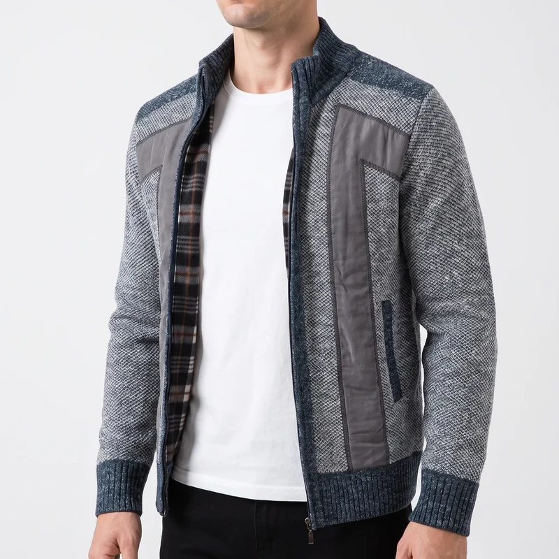 Vest heren | Gebreid model met ritssluiting en opstaande kraag