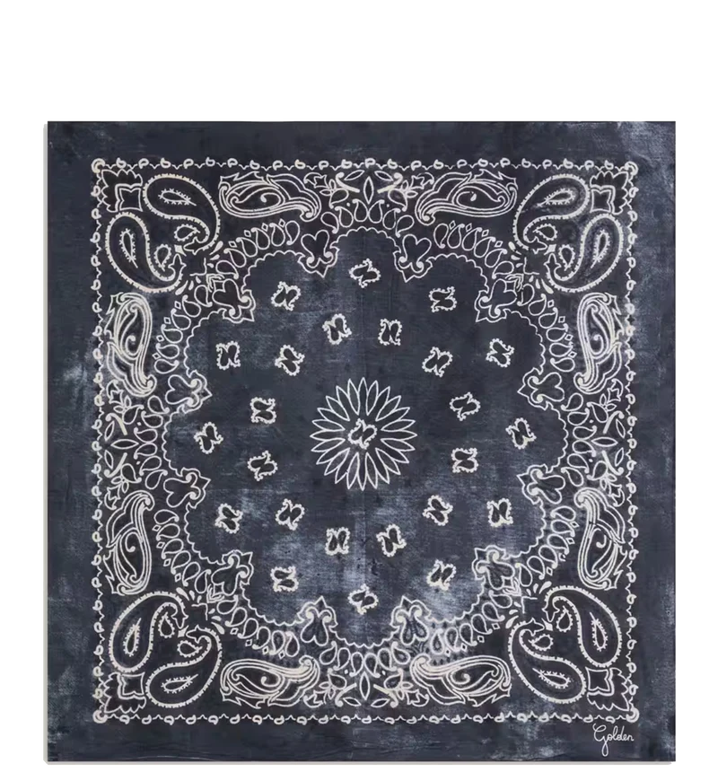 GOLDEN GOOSE SCARF ANTRACITE BLUE PAISLEY