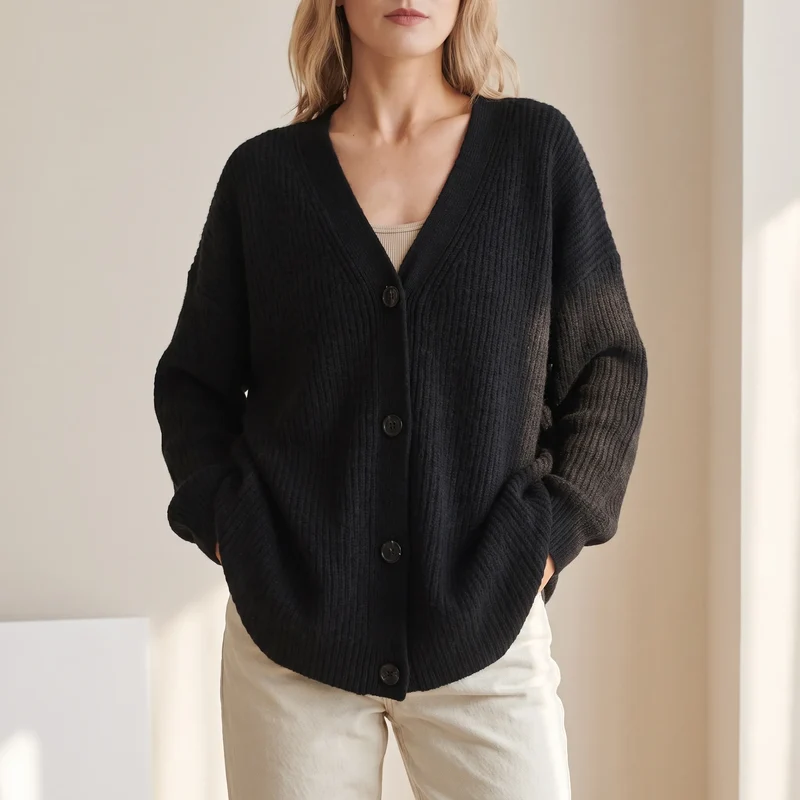 Vest dames | Gebreid oversized model met knopen