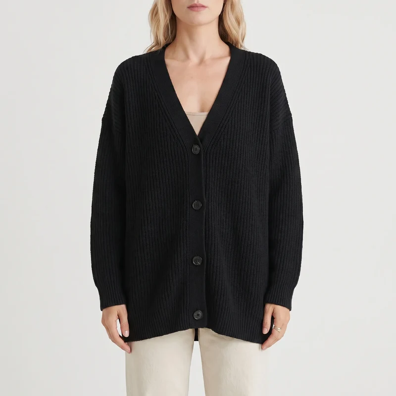 Vest dames | Gebreid oversized model met knopen