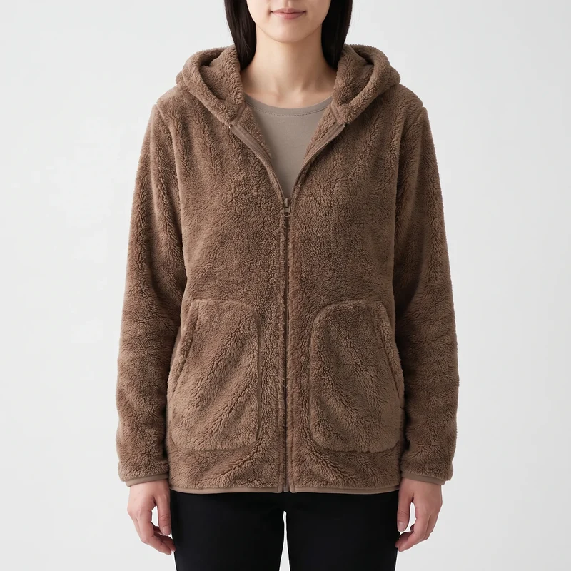 Hoodie dames | Teddy fleece vest met rits en capuchon