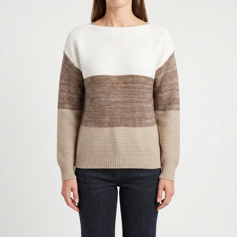 Trui dames | Oversized gebreid model met colourblock patroon